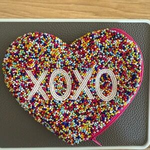 TIANA Designs Multi Rainbow Hand Beaded XOXO Coin Purse Wallet